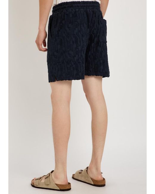 Raith Blue Fausto Flocked-Pattern Terry Shorts for men