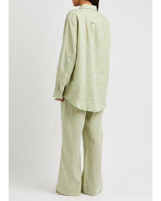 Desmond & Dempsey Green Linen Pyjama Set