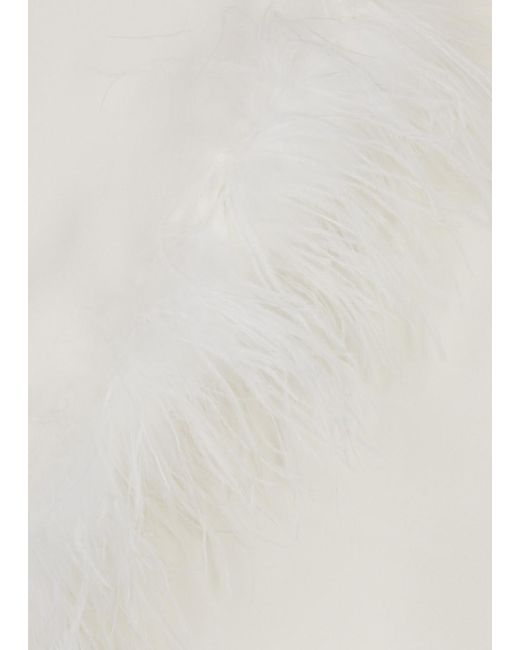Rixo White Candice Feather-trimmed Silk Mini Dress