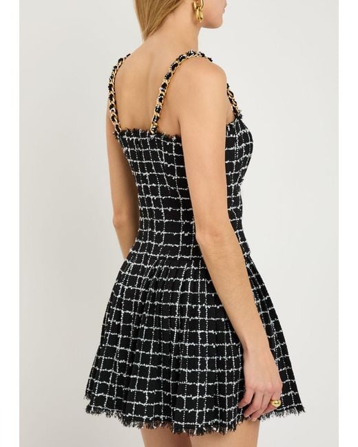 Balmain Black Checked Tweed Mini Dress
