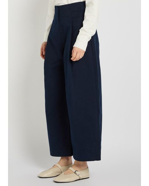 Studio Nicholson Blue Peached Wide-Leg Cotton-Twill Trousers