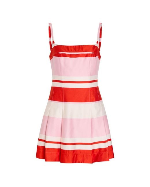 Jonathan Simkhai Red Nelly Striped Woven Mini Dress