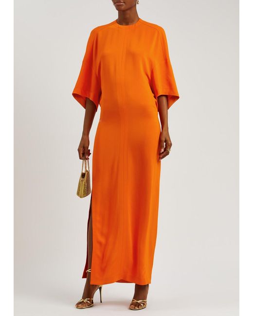 Stella McCartney Orange Draped Maxi Dress