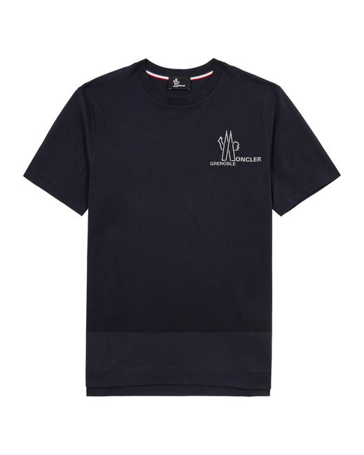 3 MONCLER GRENOBLE Blue Day-Namic Logo Cotton T-Shirt for men