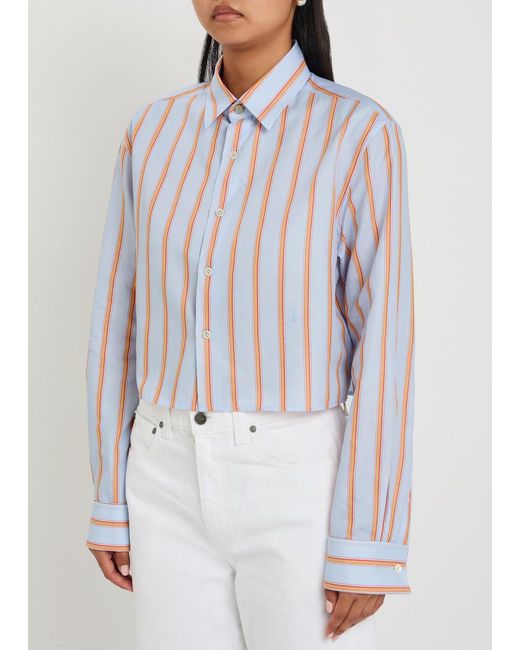 J.W. Anderson White Striped Cropped Cotton-Poplin Shirt