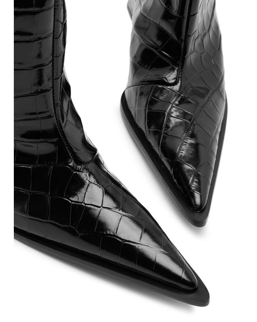 Coperni Black Croco Bridge 85 Leather Mid-calf Cowboy Boots