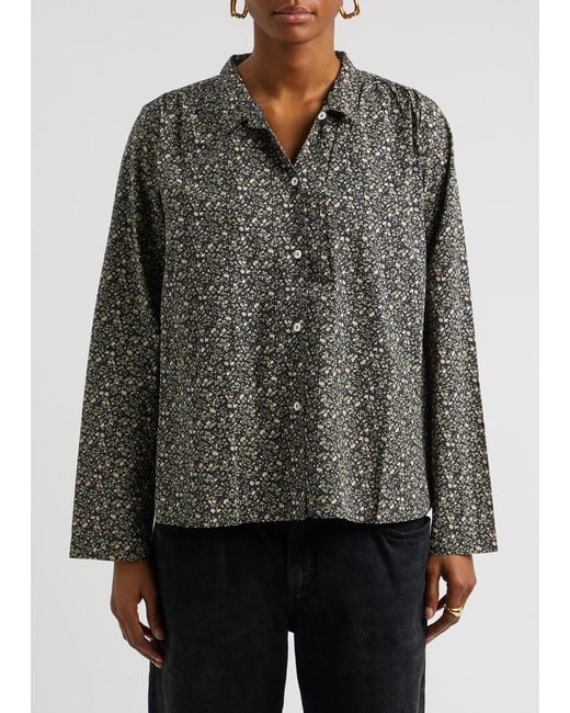 Skall Studio Gray Nettle Floral-Print Cotton-Poplin Shirt