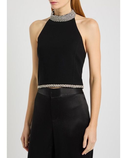 Alice + Olivia Black Gatz Embellished Top