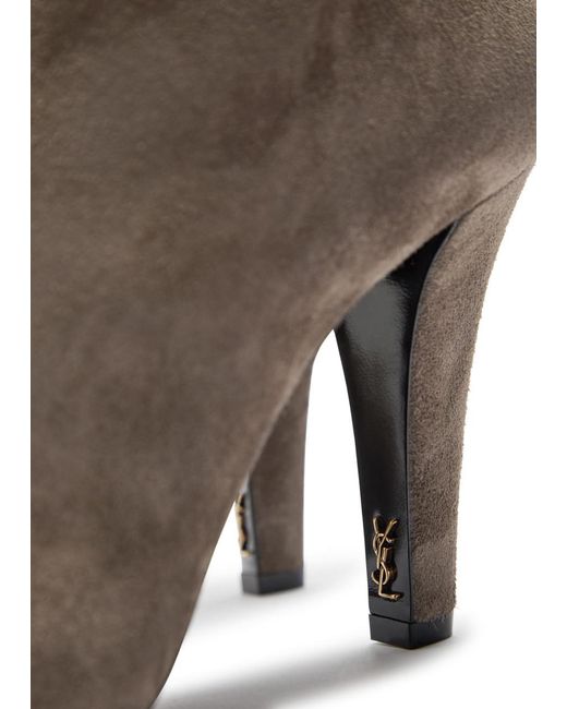 Saint Laurent Brown Jill 95 Suede Ankle Boots