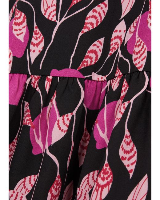 Diane von Furstenberg Red Blade Printed Midi Wrap Dress