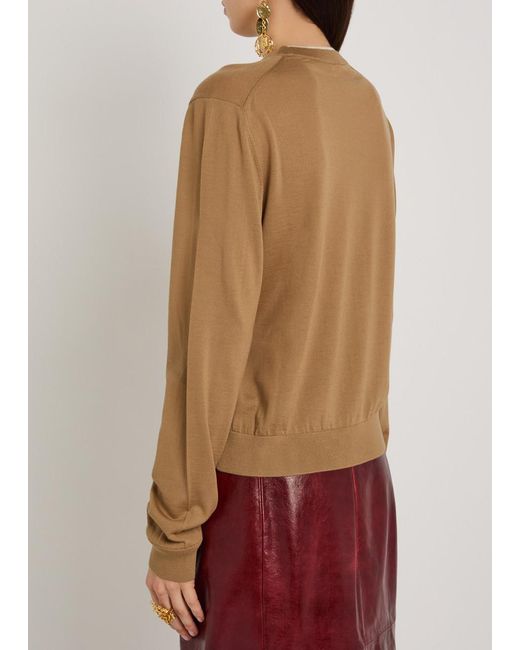 Versace Natural Layered-Neck Wool-Blend Jumper
