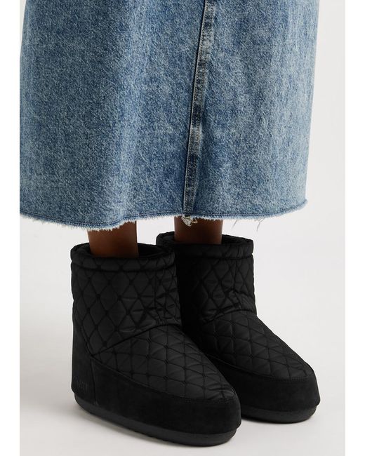 Moon Boot Black Icon Quilted Shell Snow Boots