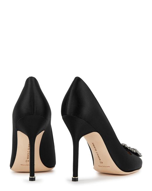 Manolo Blahnik Black Crystal-Embellished Pointed Toe Pumps