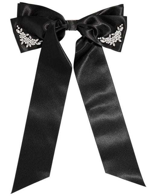 Simone Rocha Black Crystal-embellished Satin Bow Hair Clip