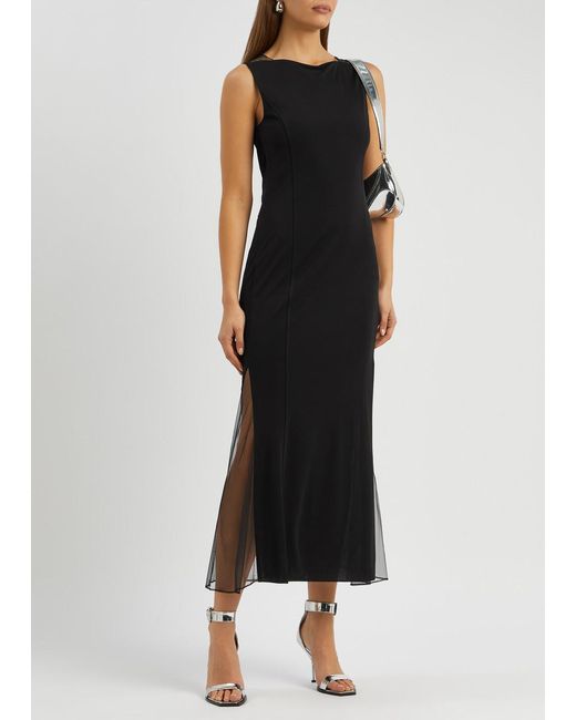 Helmut Lang Black Panelled Jersey Midi Dress