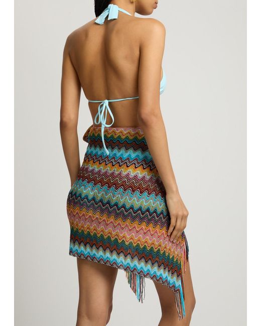 Missoni White Zigzag-Intarsia Fine-Knit Sarong