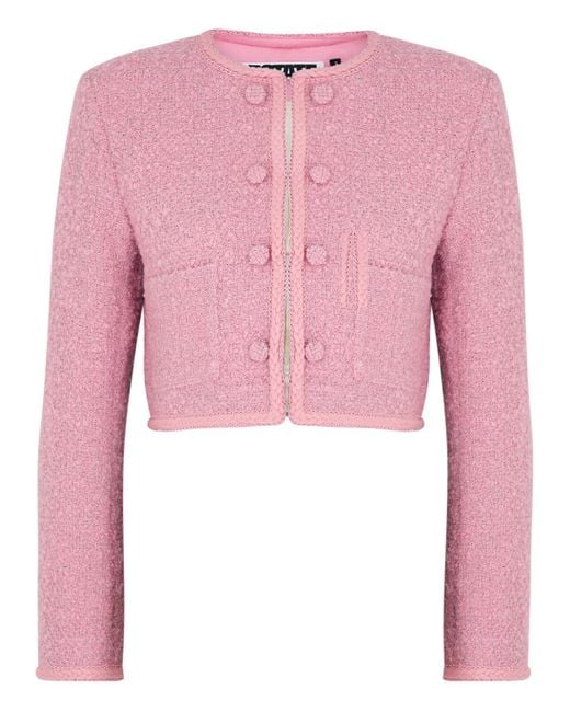 ROTATE BIRGER CHRISTENSEN Synthetic Mie Pink Cropped Bouclé Jacket | Lyst