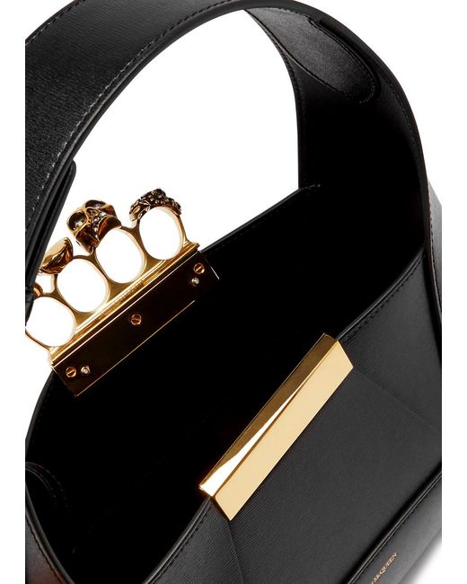 Alexander McQueen Black The Jewelled Hobo Leather Shoulder Bag