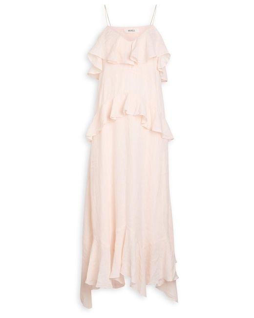 Skall Studio Pink Benedicte Ruffled Linen Maxi Dress