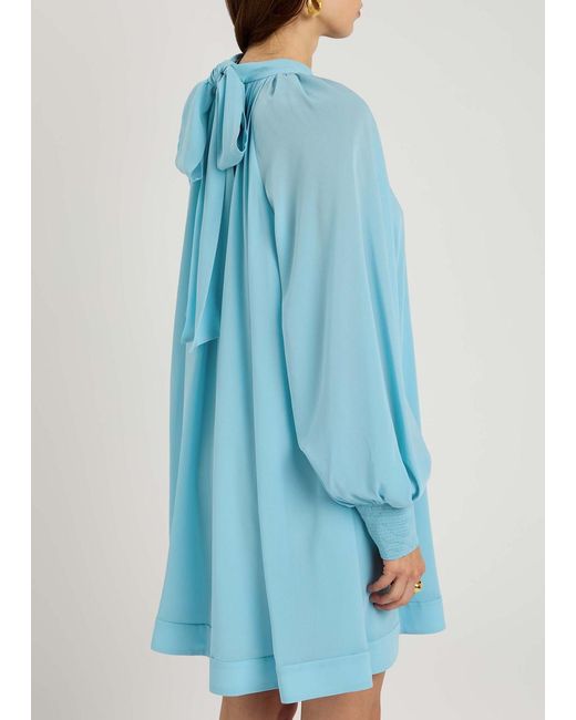 Alice + Olivia Blue Gracen Trapeze Chiffon Mini Dress