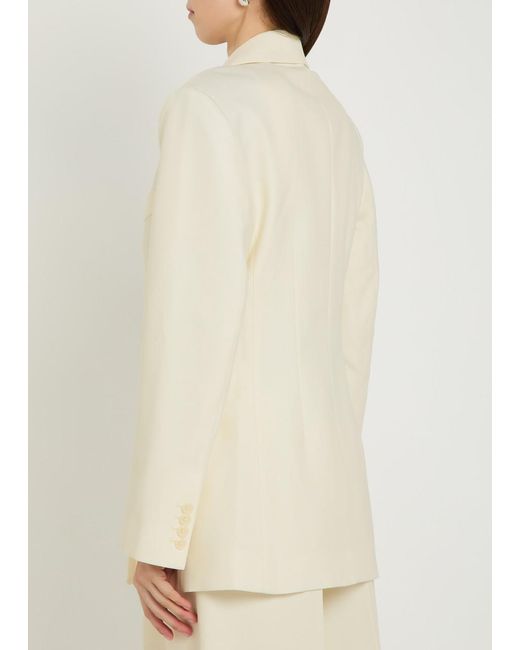 Anine Bing Natural Tiphaine Double-Breasted Woven Blazer