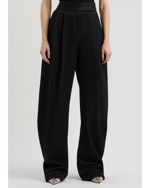 The Attico Black Barrel-Leg Wool Trousers