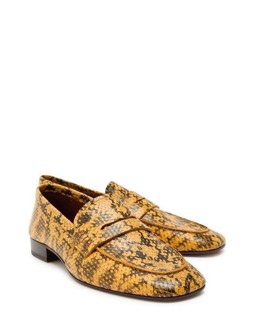 Dries Van Noten Brown Snake-Effect Leather Sneakers