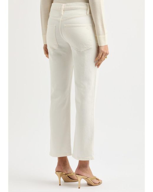 Tory Burch White Cropped Kick-Flare Jeans