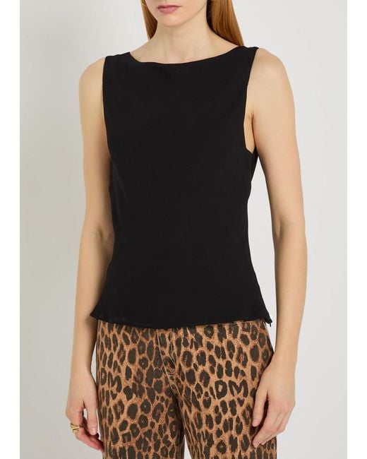 Reformation Black Dorthea Georgette Top