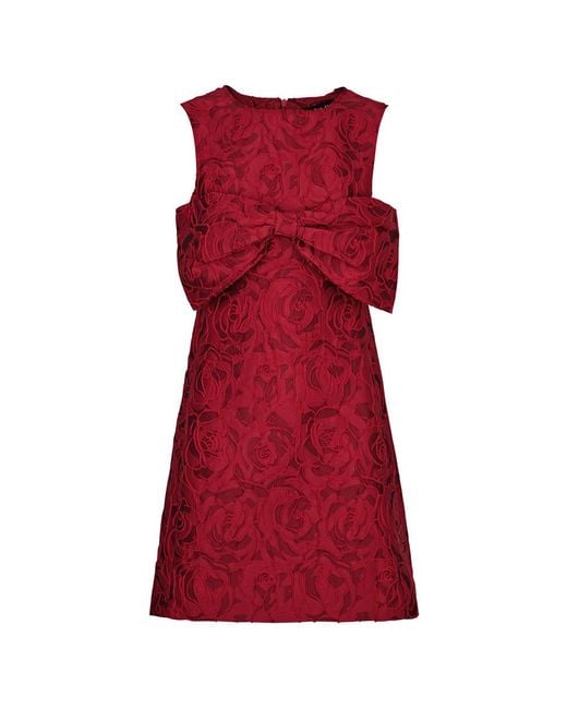 Sister Jane Red Tate Rose Floral-jacquard Cloqué Mini Dress