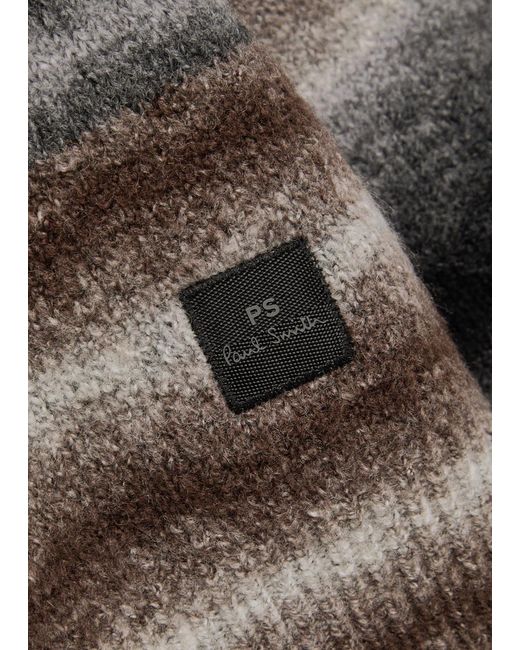 Paul Smith Gray Striped Merino Wool-Blend Jumper for men