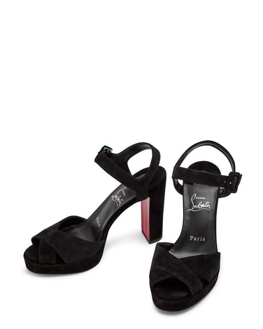 Christian Louboutin Black Cora 100 Suede Sandlas
