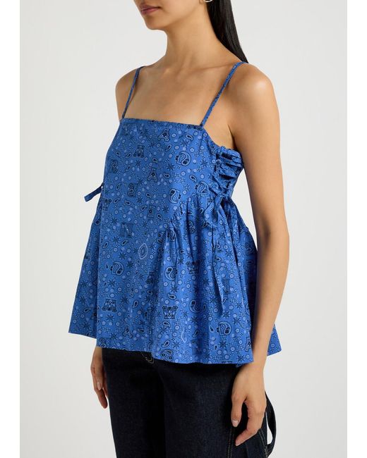 Damson Madder Blue Cressida Paisley Cotton Top