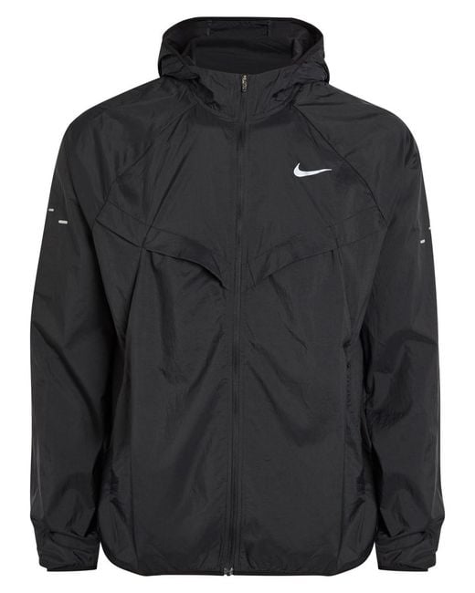 Nike Black Repel Uv Hooded Running Jacket for men