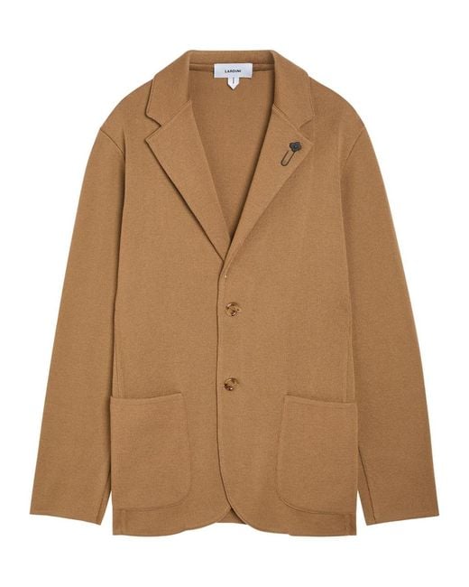 Lardini Brown Fine-Knit Wool Jacket for men