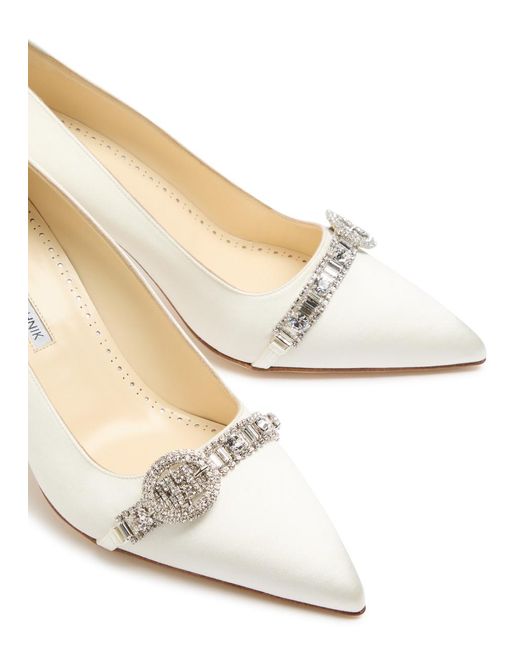 Manolo Blahnik Natural Asapump Satin Sandals