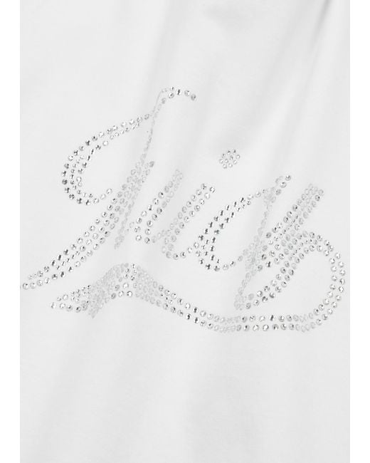 Juicy Couture White Retro Logo-Embellished Cotton T-Shirt