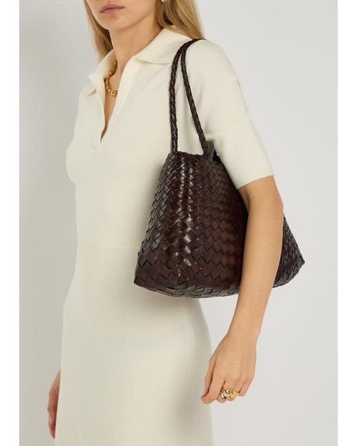 Dragon Diffusion Black Santa Croce Big Woven Leather Tote Bag