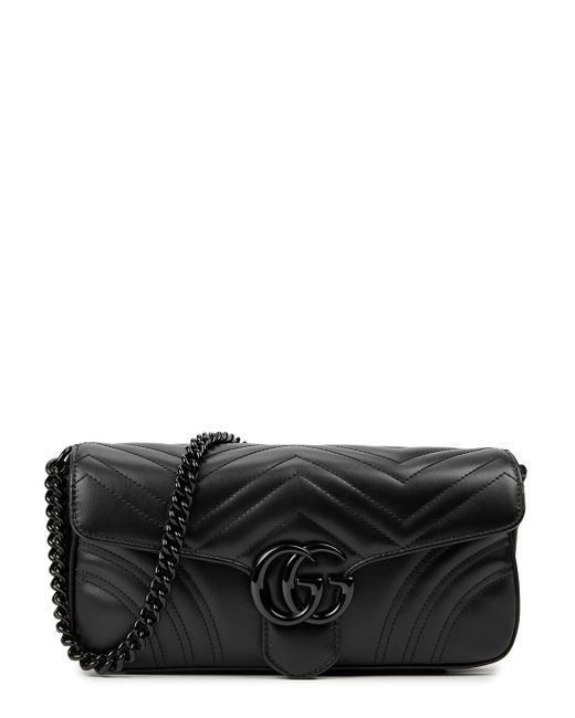 Kate Spade Metallic Gucci gg Marmont Leather Shoulder Bag, Bag, Black, Chain Strap