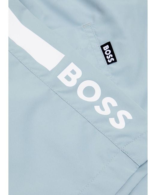 Boss Blue Logo-Print Shell Swim Shorts for men