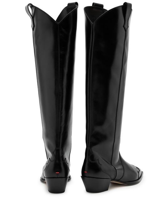 Aeyde Black Aruna 50 Leather Knee-high Boots