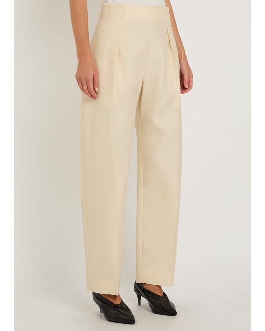 Khaite Natural Somera Wool And Silk-Blend Trousers