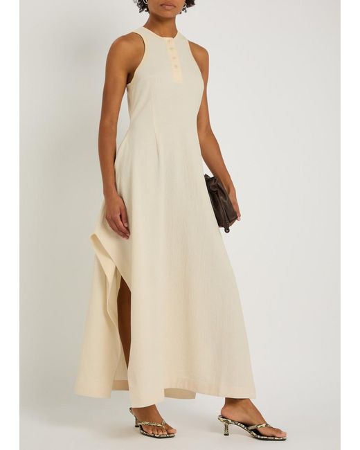 Nanushka White Thoose Draped Crepe Maxi Dress