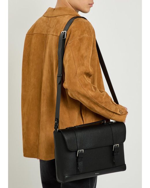 Mulberry Black Chiltern Grained Leather Brief Case for men