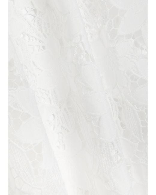 SOLAQUA White Margaux Embroidered Guipure-Lace Maxi Skirt