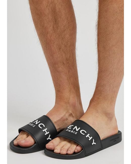 Givenchy Logo Rubber Sliders in Black for Men Lyst