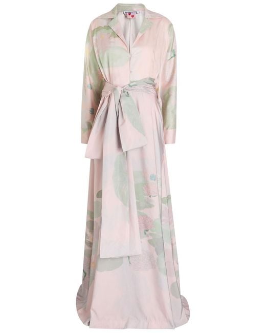 BERNADETTE Pink Beatrice Printed Stretch-Cotton Maxi Shirt Dress