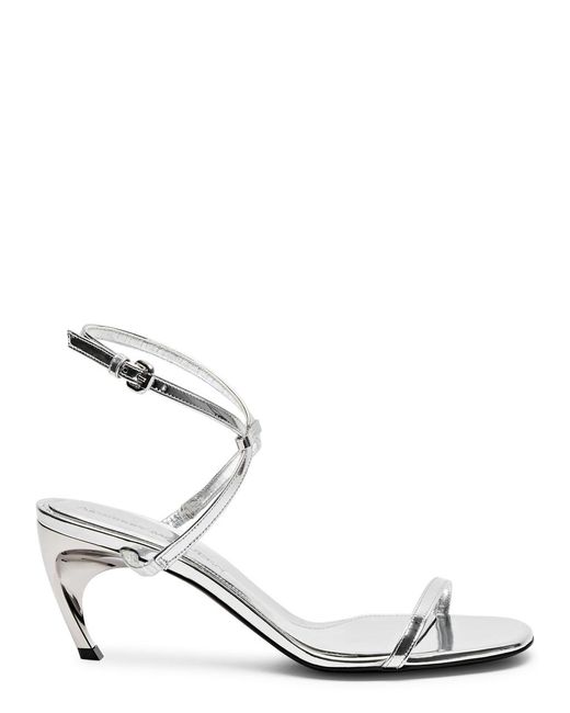 Alexander McQueen White Armadillo 70 Metallic Leather Sandals