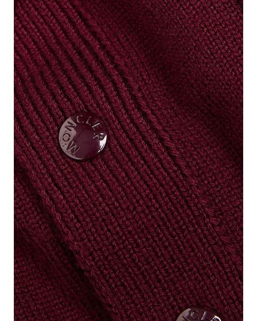 Moncler Red Appliquéd Wool Cardigan for men