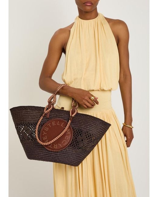 Stella McCartney Brown Logo Large Raffia Tote Bag
